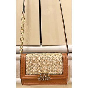 NWT STEVE MADDEN BSAFFRON BROWN TAN WOVEN CROSSBODY BAG TIK TOK VIRAL TRENDY